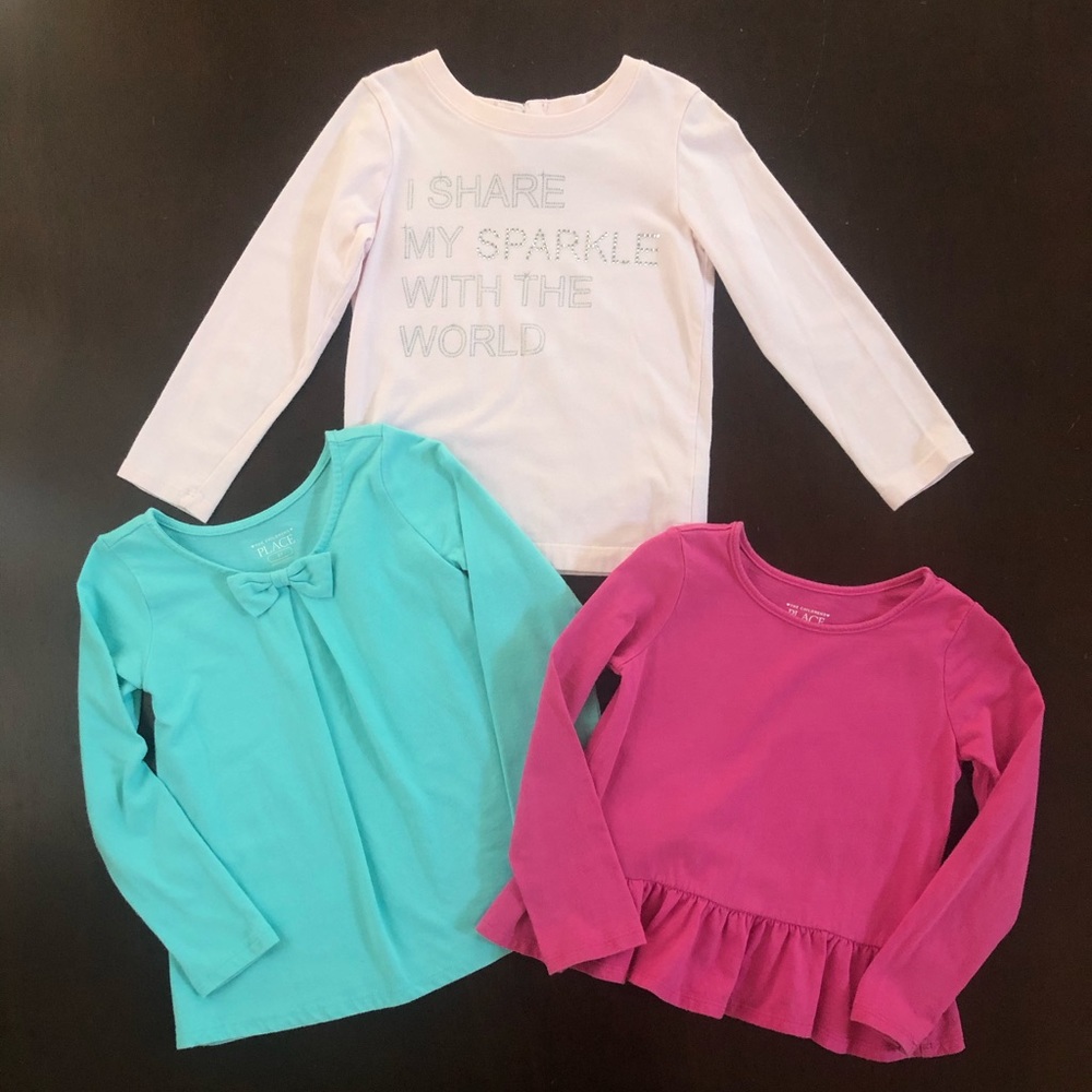 Lot of 3 long-sleeve tops for toddler girl